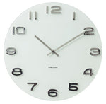 Wall Clock VINTAGE Round Glass - White