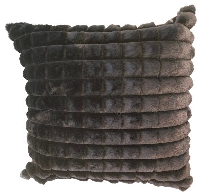 Furry Mini Checks Cushion - Black