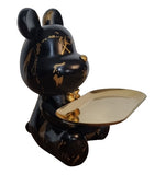 Sitting Bear w Long Tray - Black / Gold (Indent)